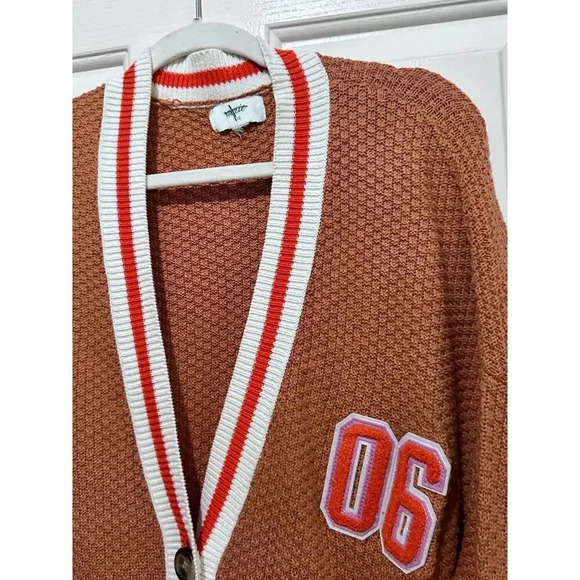 Aerie Orange Long Sleeve Front Pockets Cardigan Sweater Size Large - Picture 2 of 4